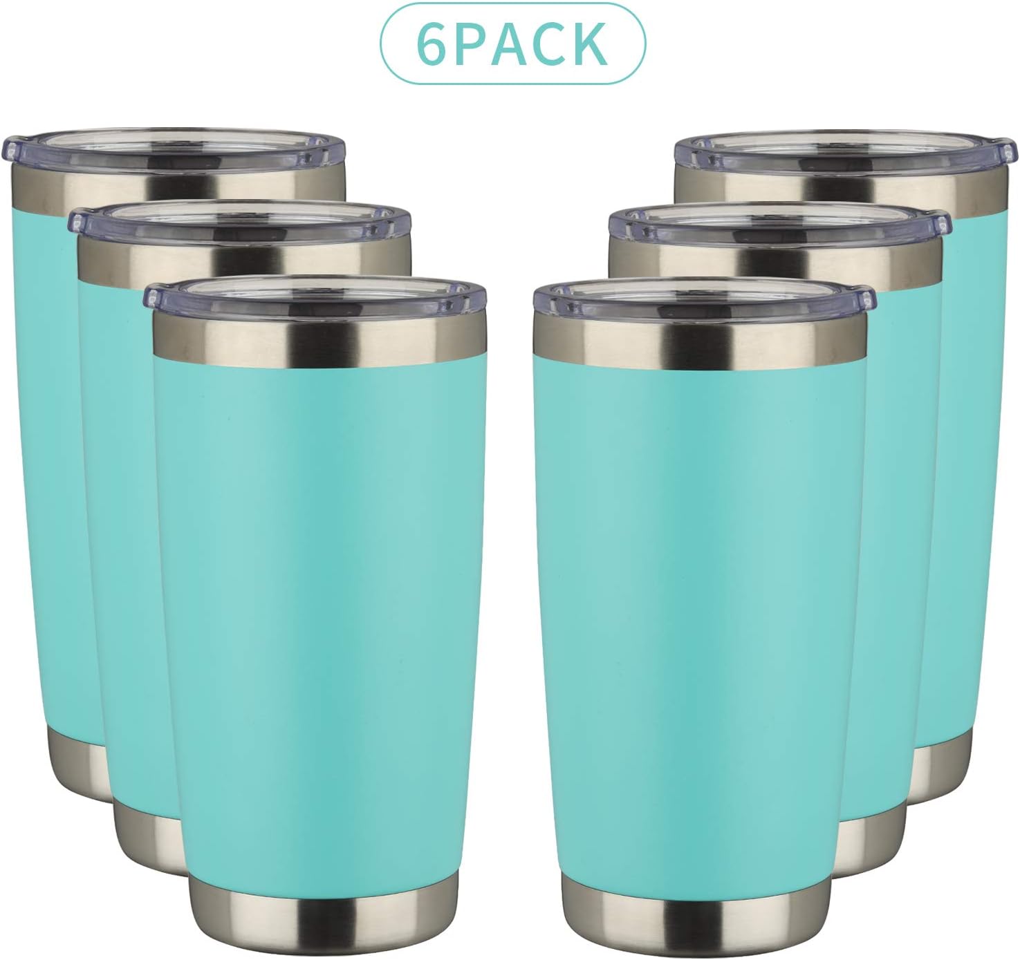 Amazon Com Muchenghy 20oz Tumbler Double Wall Stainless Steel Vacuum Insulated Travel Mug With Lid Insulated Coffee Cup Travel Mug 1 Straws 2 Brush Mint Green 6 Kitchen Dining