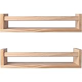 BIROLA Nursery Shelves,Set of 2 Naturel Wood Floating Wall Bookshelf for Kids,Nursery Shelves for Wall,Bathroom Decor, Kitche