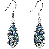 Filigree Earrings 925 Sterling Silver Abalone Shell Filigree Flower Dangle Drop Earrings Bohemian Jewelry Gifts for Women