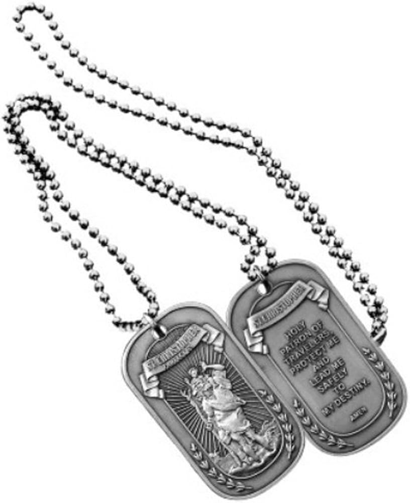 St christopher dog tag necklace Clearance