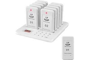 YYCALLING Restaurant Pager,Pagers for Restaurants 10 Guest Pagers,Buzzers Social Distancing, 98 Chanels with Vibration, Flashing and Buzzer for Food Truck, Restaurant, Food Court（White）