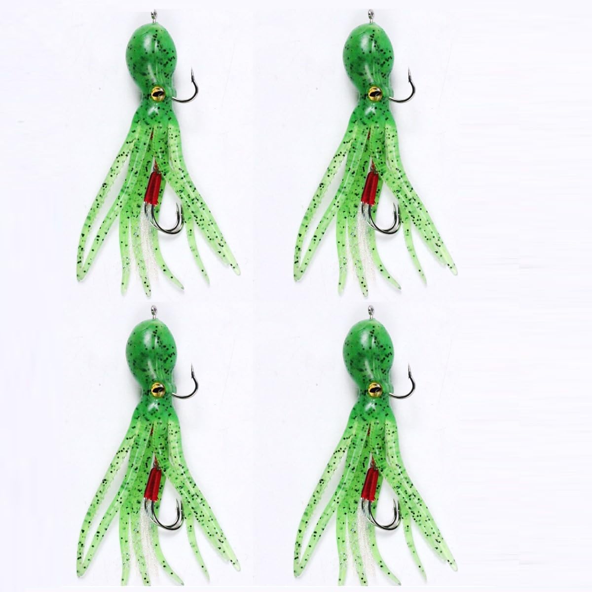 HOUSON 4PCS Rubber Fish Fishing Lure, Rubber Squid Artificial Bait Trout Bait Artificial Bait for Saltwater Freshwater Trout Perch Salmon Fishing 21g/11cm