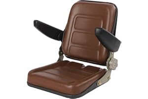 LYNICESHOP LS-01 Universal Tractor Seat W/Armrest Adjustable Backrest±50°For Dumper Forklift Mower Digger (Brown) (Model 4)