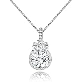 Sterling Silver Classic Necklace for Women Adjustable Pendant Necklace Hypoallergenic Cubic Zirconia Charm Necklace Fashion Dainty Lady Necklace Gift for Birthday Christmas Valentine’s Day Anniversary