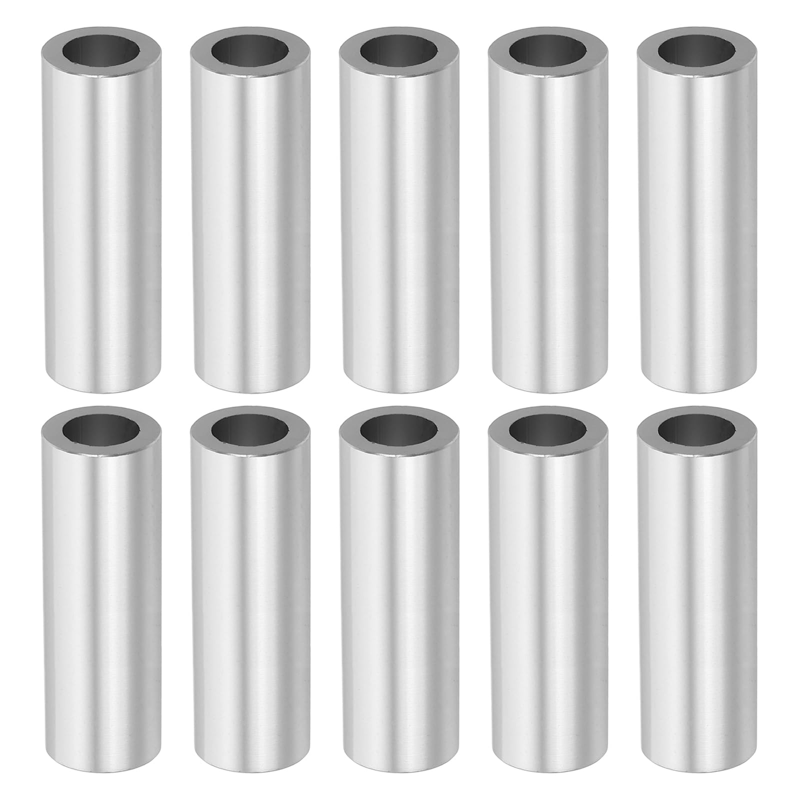PATIKIL M8 Aluminum Spacers, 10 Pcs Metal Spacer Aluminum M8 X1/2"OD X1-1/2"L Aluminum Spacer Screw Standoff Round for 5/16" or M8 Screw Bolts, Silvery