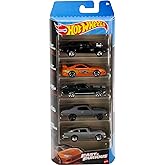 Hot Wheels Toy Cars 5-Pack, Set of 5 Fast & Furious Race & Drift Cars in 1:64 Scale with Exclusive Decos (Styles May Vary)