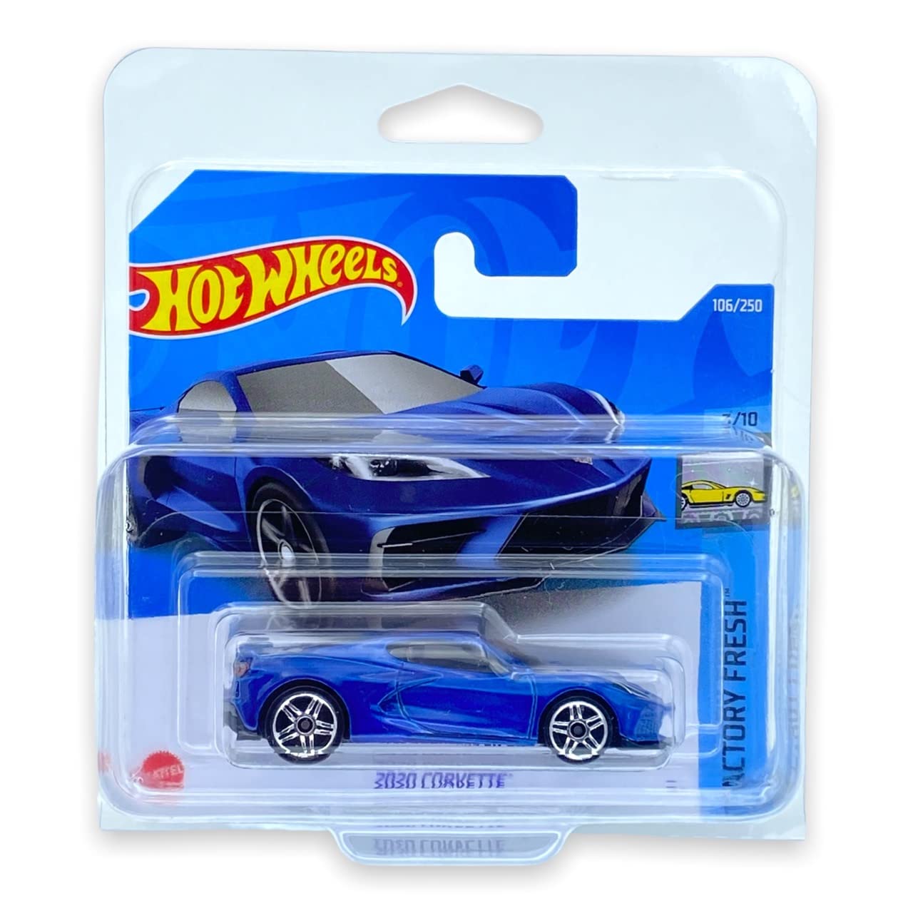 Hot Wheels 2020 Corvette (Blue) 3/10 Factory Fresh 2022 - 106/250 (Short Card) *** COMES IN A KLAS CAR KEEPER PROTECTIVE COLLECTORS CASE *** HCW39