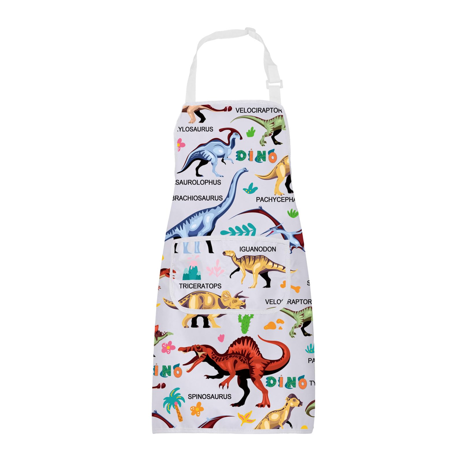 ENSIANTH Dinosaur Aprons with Pockets Funny Dinosaur Gifts Dinosaur Lover Gifts Cute Dino Kitchen Baking Cooking Chef Apron (Dinosaur Apron)