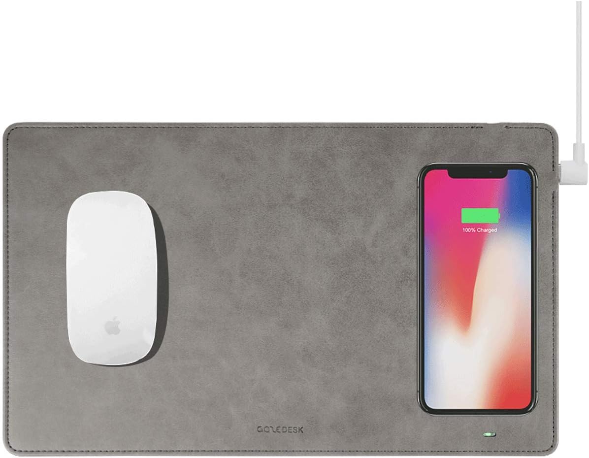 Gaze PAD Qi Wireless Fast Charging Mouse Pad Mat for iPhone 11 X iPhone 8 Galaxy S9 S10 S20 Plus Samsung Note 8 9 10 (Gray)