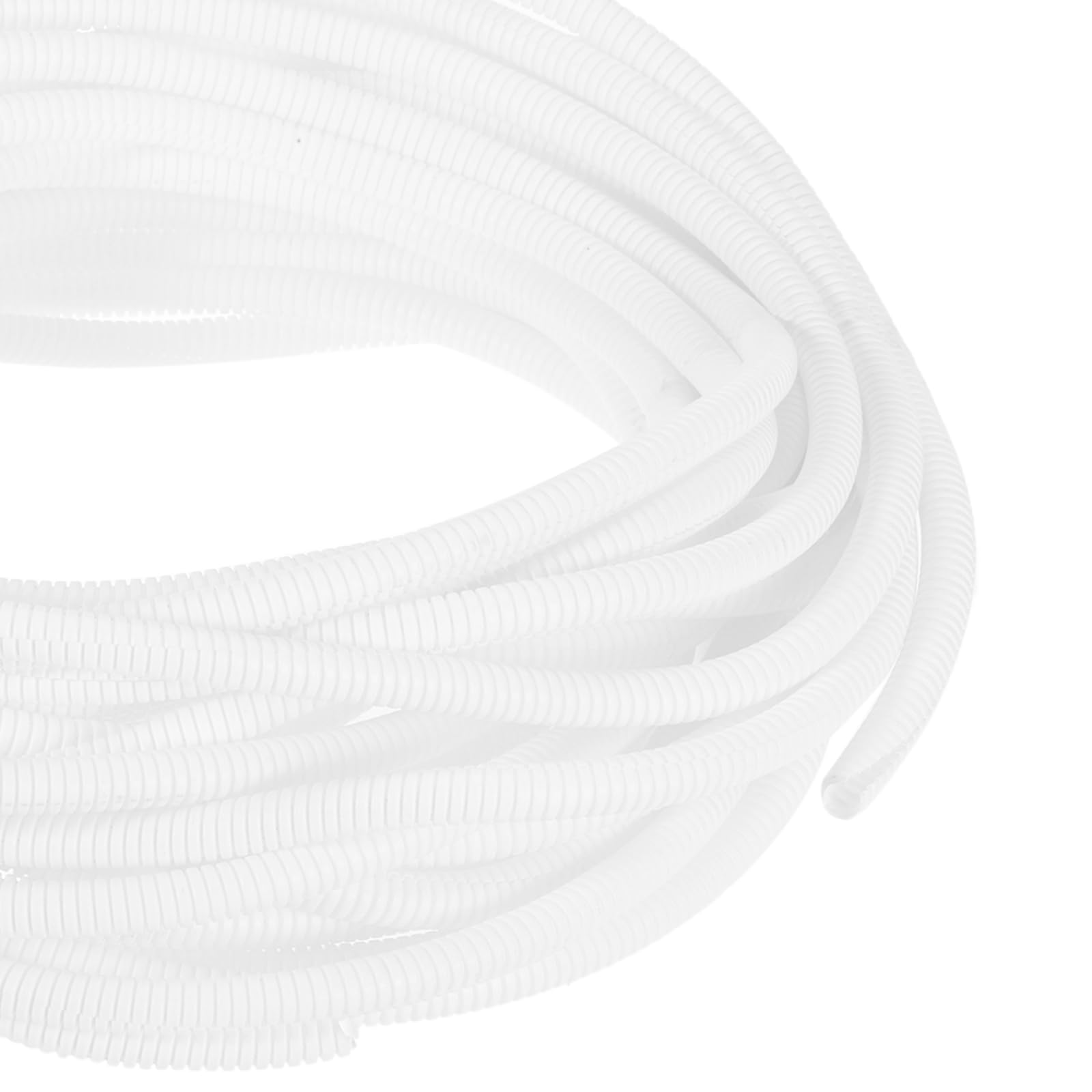 DMiotech 15m Wire Loom Split Tubing 6.5mm, Cord Protectors from Pet Flexible Conduit Cable Management for Office, Home, Garden, White