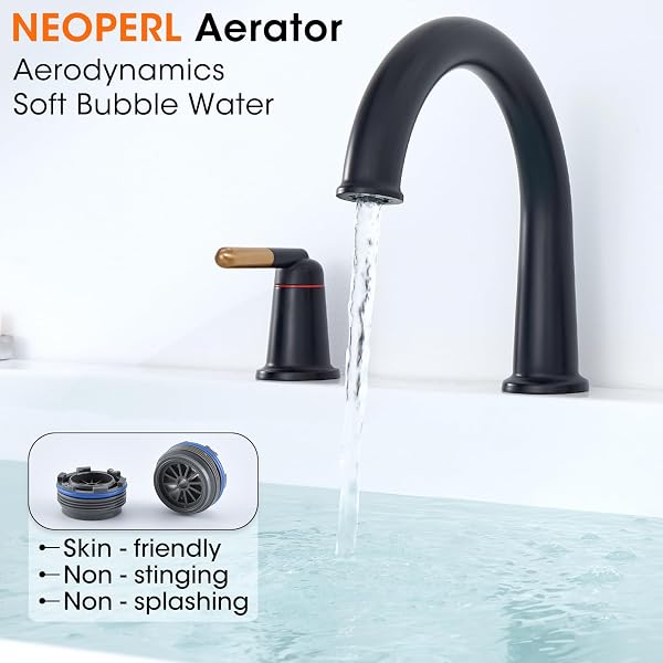 WINTAP BLACK & ROSE GOLD ROMAN BATHTUB FAUCET SET WITH HAND SHOWER & BRASS VALVE 5 HOLE 3 HANDLE WIDESPREAD DECK MOUNT TUB FILLER CLASSIC VINTAGE HIGH ARC GOOSENECK SPOUT TUB FAUCETS