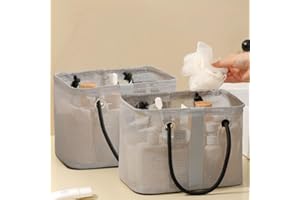2 Packs Mesh Shower Caddy Portable for Dorm Room Essentials, Foldable Quick-Dry Tote Bag with Handles, Bathroom Organizers an