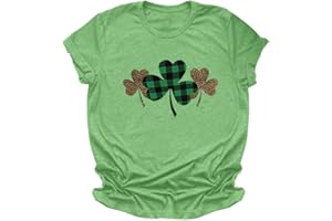 Aniywn Women's St Patricks Day Casual Short Sleeve T-Shirt Round Neck Graphic Print Tee Top Blouse