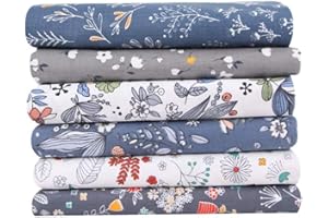 6Pcs Cotton Craft Fabric Bundle Hand Stitched Patchwork, 2 Size Quilting Sewing Patchwork Beautiful Floral Printed Pattern Cl
