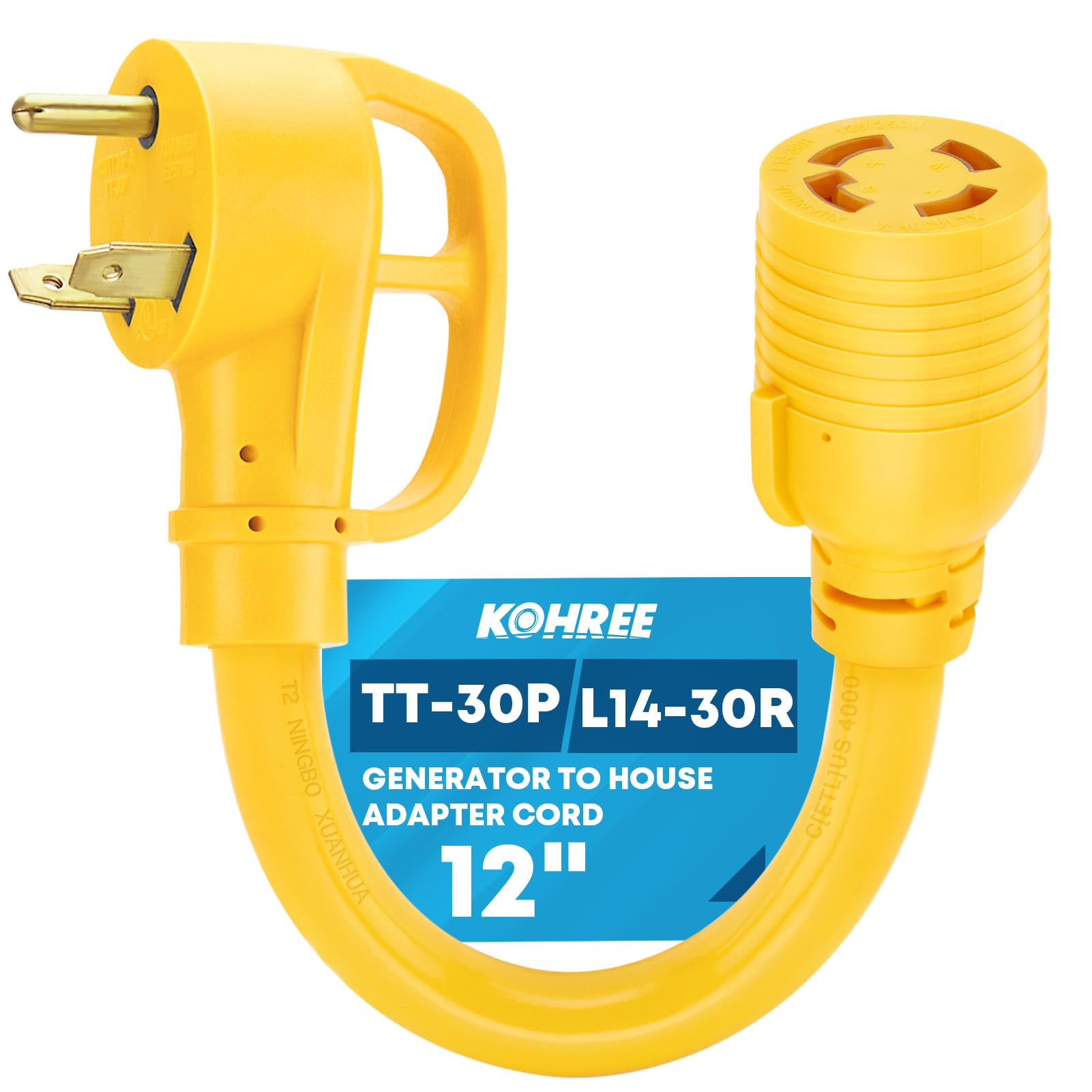 Kohree NEMA TT-30P to L14-30R Generator Adapter
