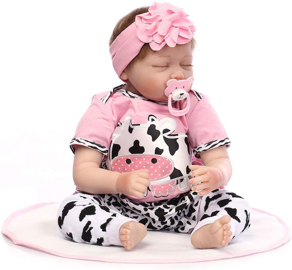 Prezzo Bambole Reborn Realistico, Morbido Silicone vinilico 22 Pollici 55 Centimetri Bambola Reborn Ragazza con Gli Occhi Chiusi Bambina Simulazione Neonato Regalo per Bambini,#1 Offerte