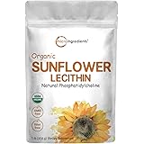 Sustainably US Grown, Organic Sunflower Lecithin Powder, 1 Pound, Sustainable Farmed, Cold Pressed, Rich in Phosphatidyl Chol