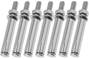 PNXKTXO 7 Pcs M6 80 mm 304 Stainless Steel Expansion Bolts Wall Concrete External Hex Anchor Bolts Screw Kit (M6*80 mm)