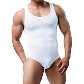 QiaTi Men's Athletic Supporters Ultra Lightweight Jumpsuit One Piece Bodysuit Basic Leotard Underwear Singlet