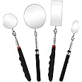 Jucoan 4 Pack Telescoping Inspection Mirror, Flexible Inspection Mirror Round and Rectangular Adjustable Inspection Mirror for Observing Vehicle Small Details,Extends up to 25 Inch, 360 Swivel