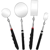 Jucoan 4 Pack Telescoping Inspection Mirror, Flexible Inspection Mirror Round and Rectangular Adjustable Inspection Mirror fo