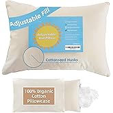 LOFE Organic Toddler Pillow with Pillowcase - 13x18 Toddler Pillow with 100% Organic Cotton Shell, Adjustable Loft Organic Kid Plilow, Machine Washable, Soft, Perfect for Kids&Toddler&Children