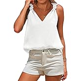 EXLURA Womens Summer Tank Top Business Casual V Neck Knotted Sleeveless Blouses Fashion Trendy Dressy Work Shirt Outfits 2026