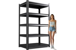AOJUFEO Storage Shelves Garage Shelving Heavy Duty Boltless Assembly 5 Tier Adjustable Metal Shelving Utility Shelf Storage Rack Organizer for Garage, Basement, Warehouse (20" D x 48" W x 93" H)