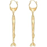 CUFELMU Gold Fish Dangle Earrings for Women, Fun Ocean-Inspired Hoop and Drop Styles for Summer Beach Look