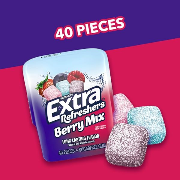 EXTRA REFRESHERS BERRY MIX GUM, 40-PIECE BOTTLE