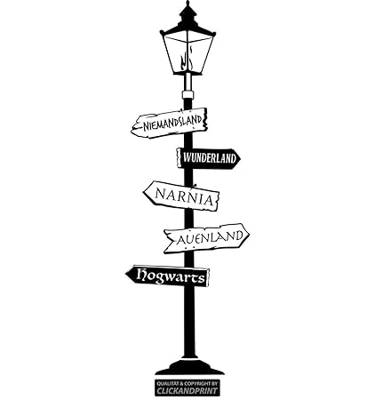 CLICKANDPRINT Aufkleber » Fantasy Wegweiser, 40x13,4cm, Schwarz • Wandtattoo/Wandaufkleber/Wandsticker/Wanddeko/Vinyl