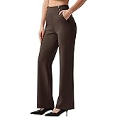 Willit Women's Wide Leg Dress Pants High Waisted Stretch Work Pants Office Business Casual Slacks Pockets Short Deep Brown S