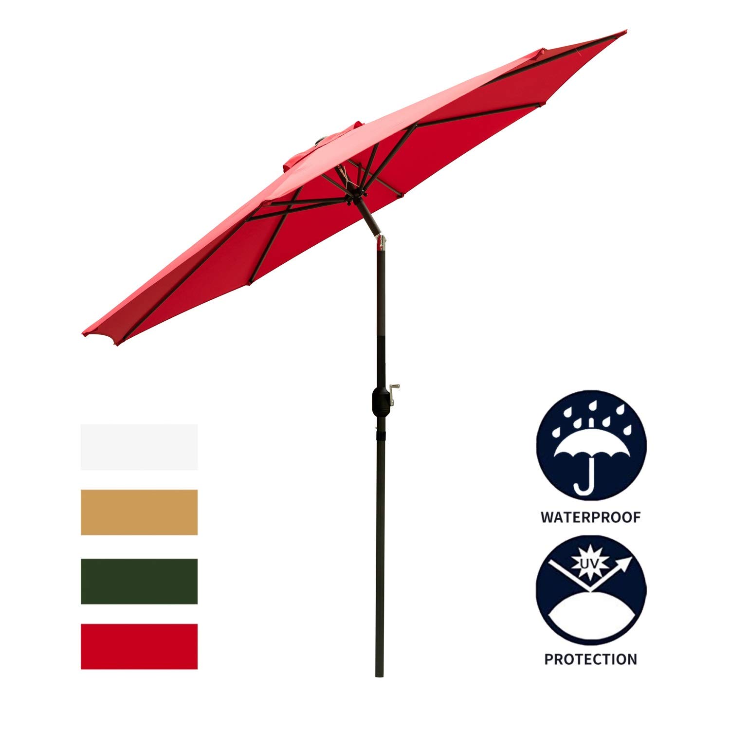 Leisurelife Red 9' Patio Umbrella Outdoor Heavy Strong