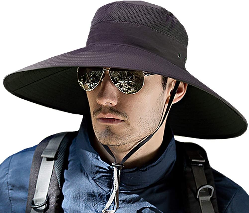T WILKER Wide Brim Sun Hat for Men Women Hunting Fishing Hats Breathable Boonie Bucket Cap with UPF 50+ Sun Protection