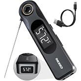 INKBIRD Rechargeable Instant Read Thermometer with 1.8mm Ultra-Fine Probe | 500mAh Rechargeable Battery -58.0℉~572℉ IP65 Waterproof Grill Thermometer LCD Backlit 2 Screens,Grill,Steak，Candy