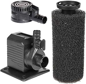 Beckett Corporation DP250 250 GPH Submersible Small Sponge Filter Pump for Indoor/Outdoor Ponds, Fountains, Water Gardens, Black