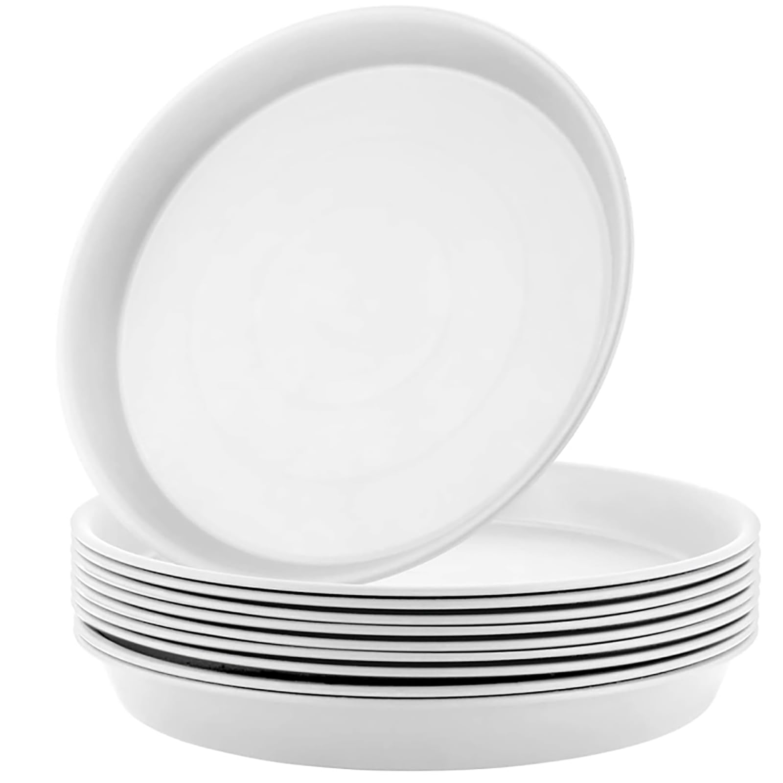 Wensmy 10Pcs Plant Saucer 25CM Round Plastic Plant Trays Plant Saucer Drip Trays Flower Pot Drip Trays Garden Plants Saucers for Indoor Outdoor (White-25CM)