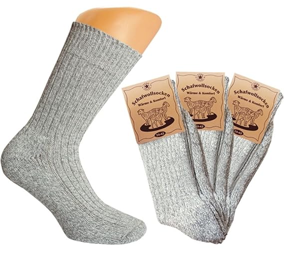 Palleon 6 Paar Herren/Damen Schafwollsocken mit Frotteesohle