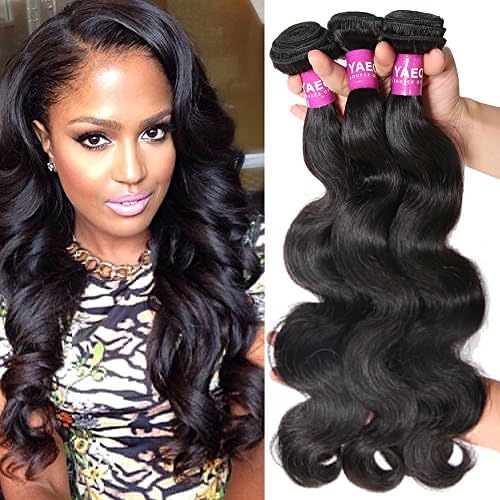 YAEONS Hair Peruvian Hair 3 Bundles Body Wave 100% Unprocessed Virgin Human Hair Weave(10" 12" 14")