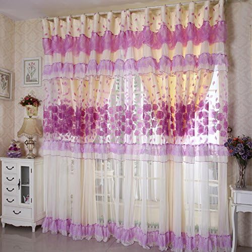 MZPRIDE Korean Ruffled Curtains Fairy Girls Living Room Curtains Wedding Backdrops 2Panels
