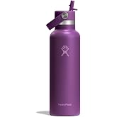 Hydro Flask &ndash; Standard Flex Straw Cap 621 ml (21 oz) Bottle | Stainless Steel, Leakproof, Cupholder Compatible &ndash; Insulated Cold 24 Hrs &ndash; Beachplum