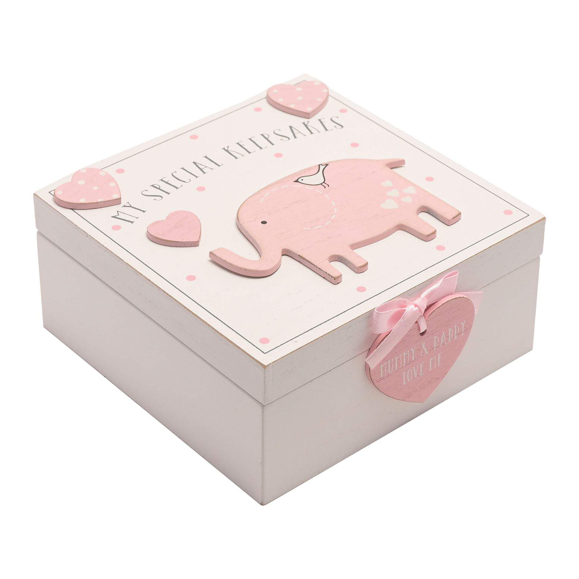 ukgiftstoreonline Baby Girl wooden Memories Keepsake Box Vintage Style, Pink
