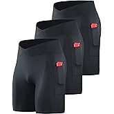 NELEUS Men's Compression Short with Pocket Dry Fit Yoga Running Shorts Pack of 3