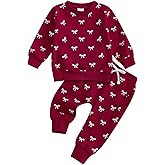 Afunbaby Infant Girl Clothes Valentines Baby Girl Outfit Toddler Sweatshirt Bow Shirt Pants Spring Clothing Set