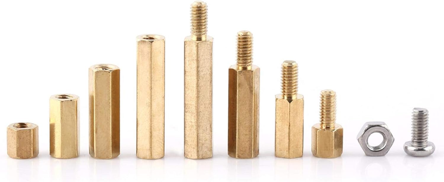 Hex Spacer Screw Nut, Akozon 200pcs M3 Brass Standoffs PCB Hex Male Female Threaded Screw Nut Assortment Set(B) - Image 5