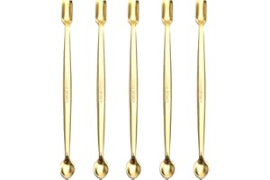 Briartw 5 Pcs Stainless Steel Craft Spoon | Mess-Free Crafting with Dual-Shaped Spoons for Glitter, Embossing Powders, Sequins & Small Embellishments | Gold | 6.7inch Length