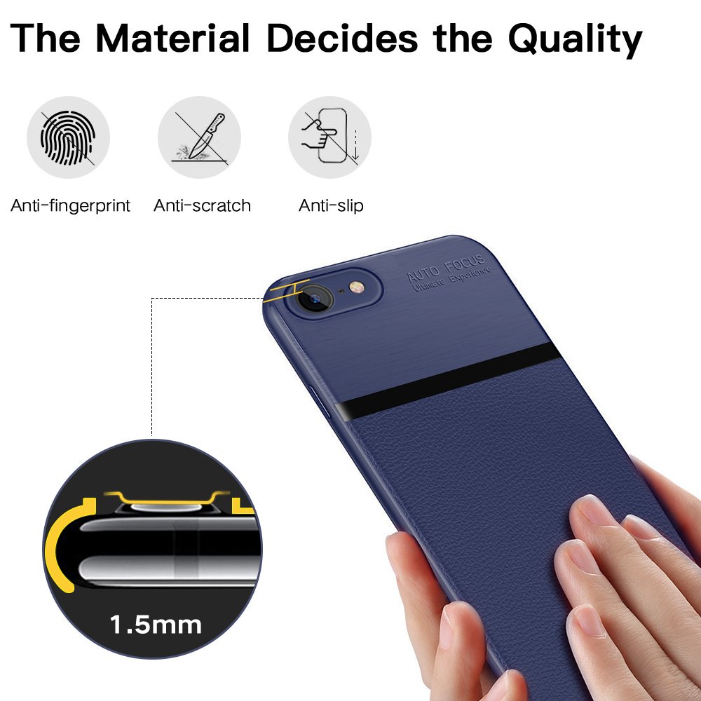 iPhone 8 Case, iPhone 7 Case, JASBON Soft TPU Brushed Carbon Fiber Phone Case Ultra Thin Breathable Cover Shockproof Protective Case for Apple iPhone 8/7-Dark Blue