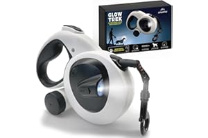 AVANTO LIFESTYLE AVANTO Retractable Dog Leash with Flashlight, 16ft Heavy Duty LED Night Safety Leash for Dogs up to 110lbs – 360° Tangle-Free, USB Rechargeable Light, Waste Bag Dispenser, One-Hand Brake & Lock