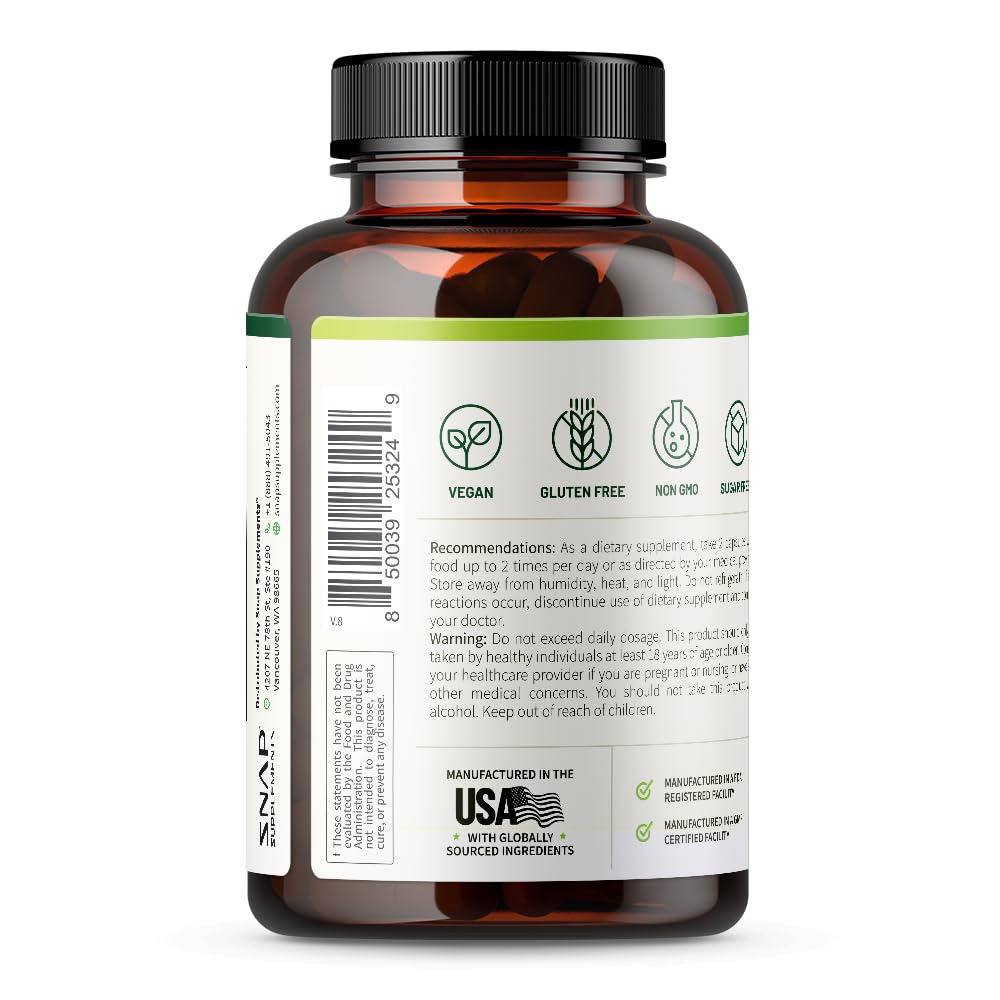 Snap Supplements L Arginine Capsules - Blood Circulation Supplements with Nitrosigine & L Citrulline for Natural Energy, Increase Blood Flow & Muscle Growth, Herbs for Cardio Health (60 Capsules)