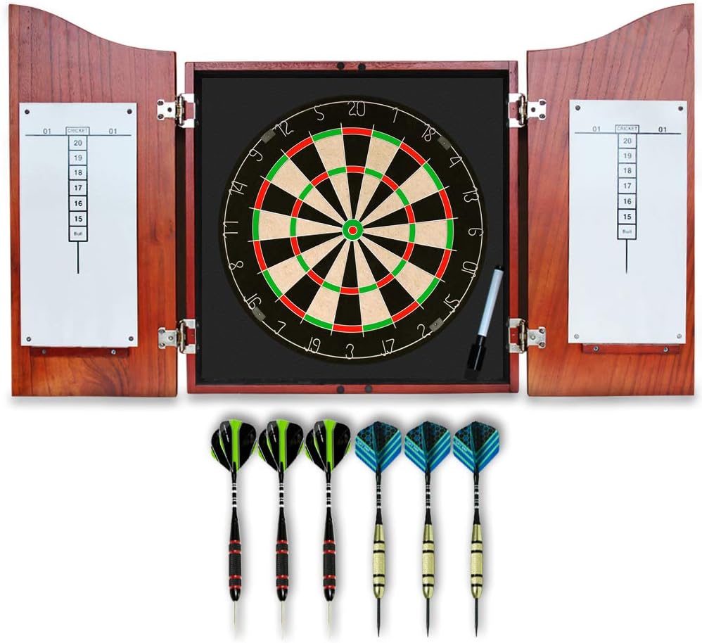 Dart Board Set Solid Wooden + 17inch Bristle